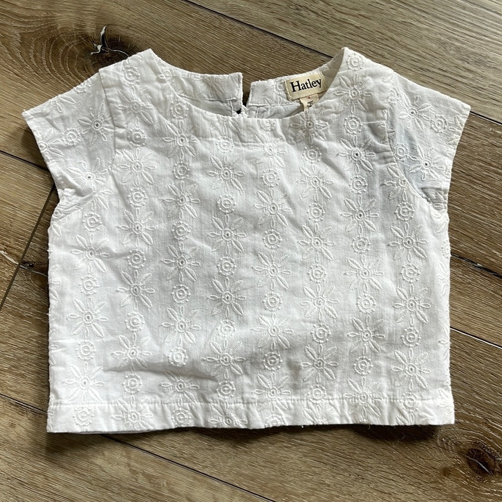 Hatley White Eyelet Short Sleeve Blouse Bow Detail